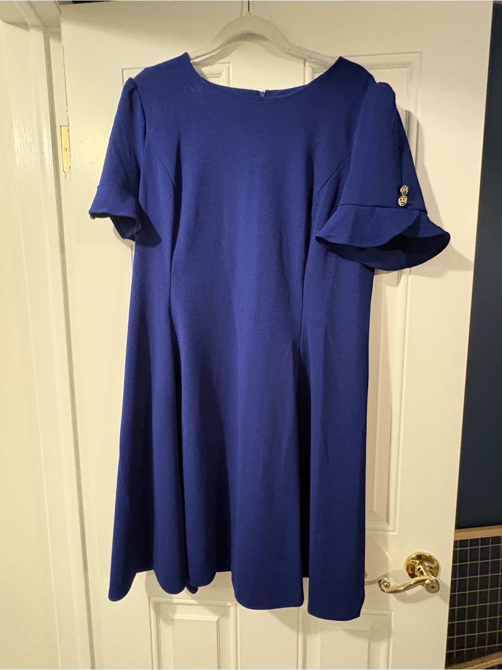 Blue Short-Sleeve Swing Dress